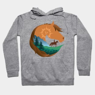 Horse Head Trail Riding Silhouette • Forest Hoodie